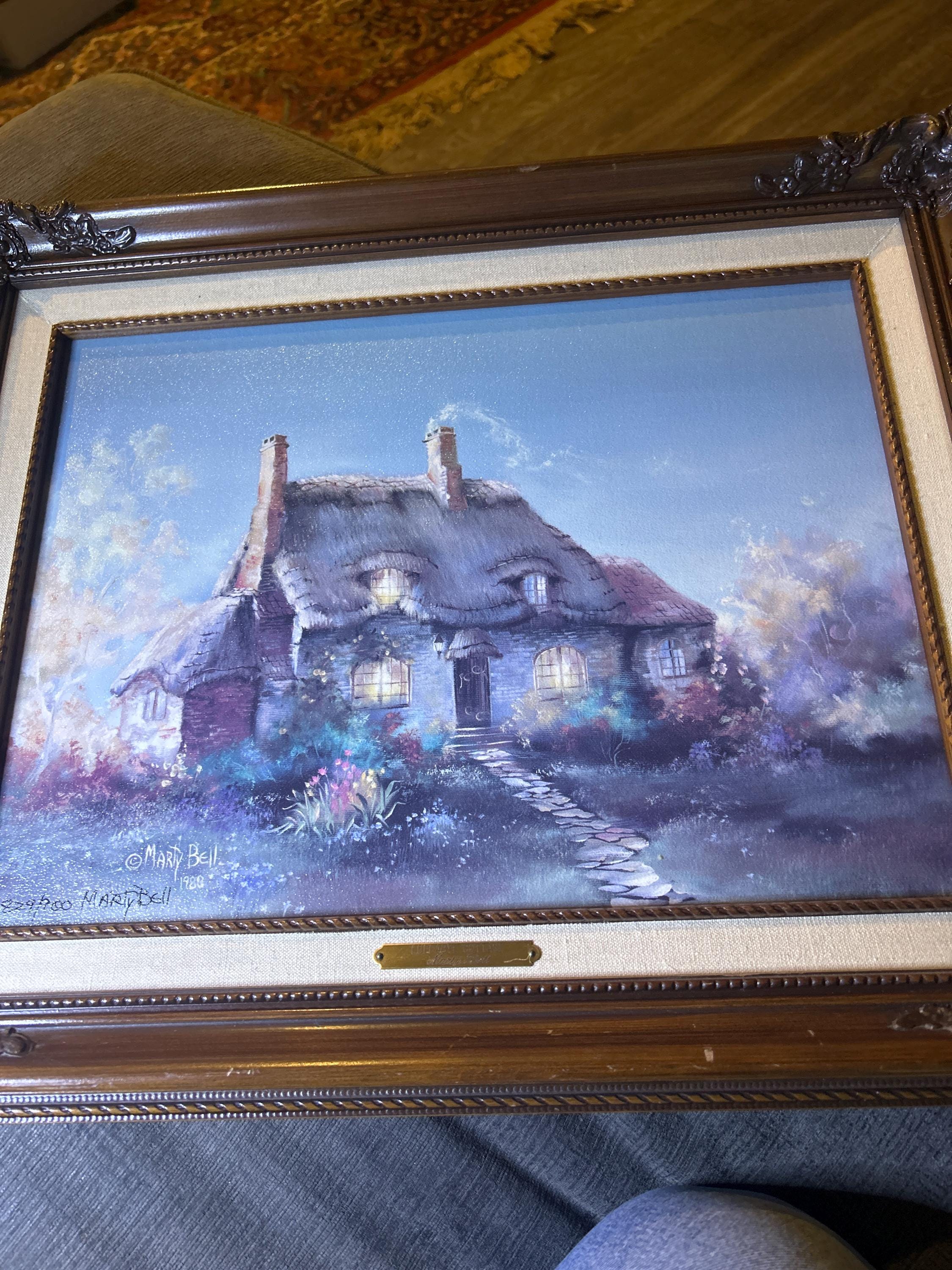 Marty Bell『Rose Bower Cottage』限定品・証明書付き Marty Bell Print “lullabye Cottage” Signed-numbered 829-900