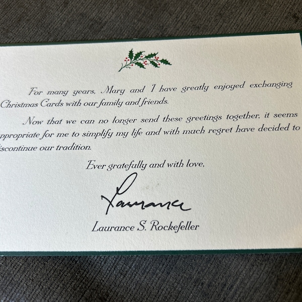 Laurance S. Rockefeller Christmas Card (1999)