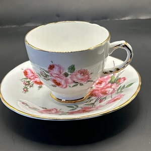 Sutherland China “Demitasse” Cup & Saucer Pink Roses