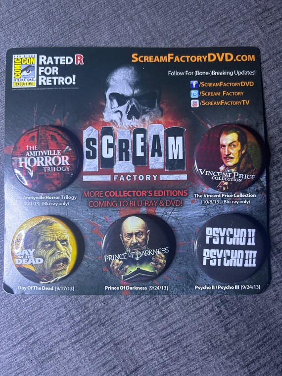 Scream Factory Buttons (5 Buttons) New Old Stock - image 1