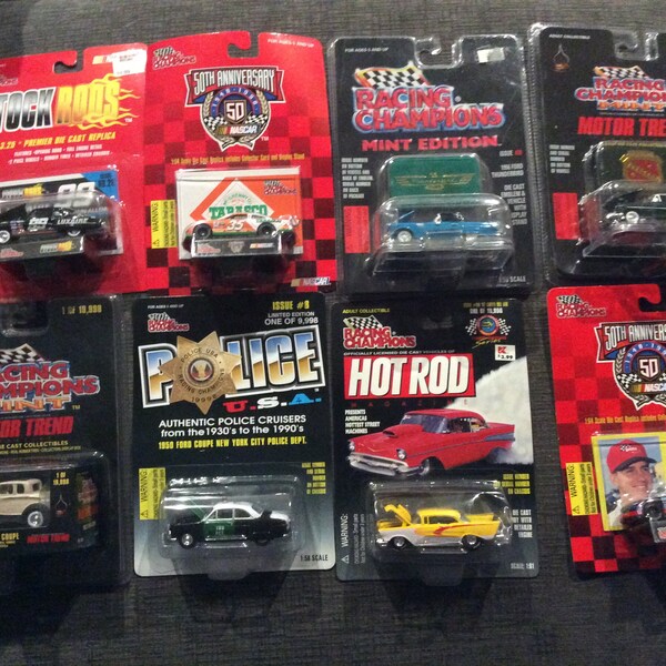 8 Racing Champions (Limited Edition Cars) 1990’s New on Cards