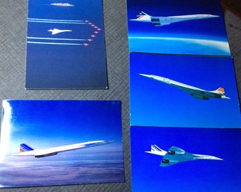 5 Concorde Postcards (Air France-British Airways) New “1980’s
