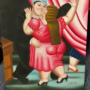 Tango Dancers Oil on Canvas (after Botero) 20x24 by Cubville