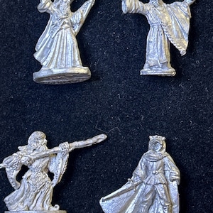Grenadier and Ral Partha “4 Wizards ” 1 1/4 to 1 1/2 inch tall (NOS) Dungeons and Dragons Dated 1980-90’s