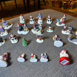 22 Christmas Village Figurines 1-2 inches tall (Resin-Plaster)