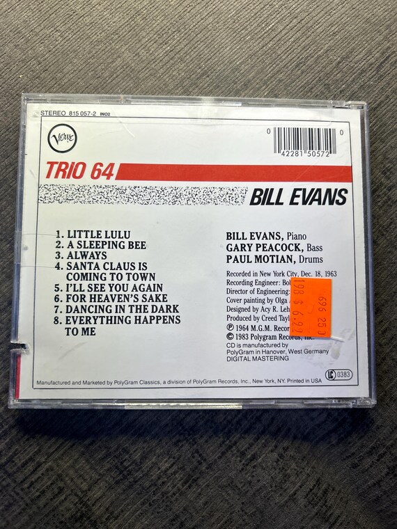 Bill Evans CD “trio 64” Tested - Etsy