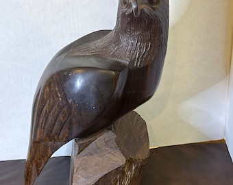 Eagle Hand Carved Wood Statue 9 inches
