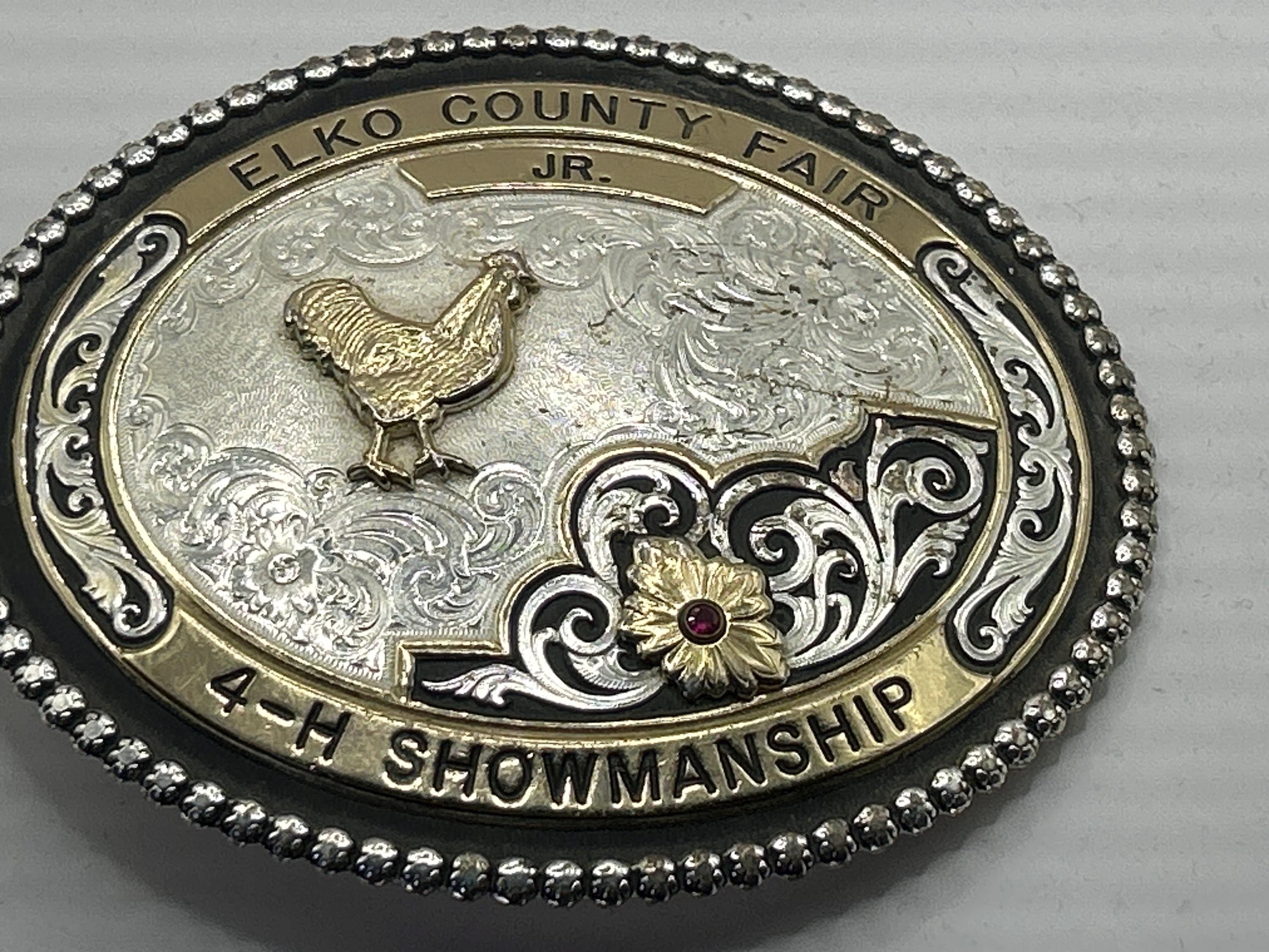 Montana Silversmiths Belt Buckle “Elko Nevada Fair 4-H Showmanship” Junior