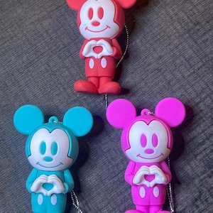 Hallmark Disney “3 Mickey Mouse Ornaments” Silicone (Red-Pink-Teal)
