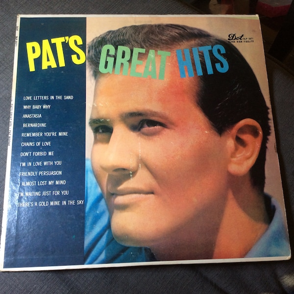 Pat Boone Album Vinyl “Pat’s Greatest Hits” Very Good Condition