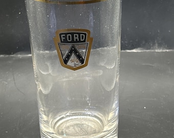 Vaso de cristal antiguo de Ford Motor Company (emblema de Ford)