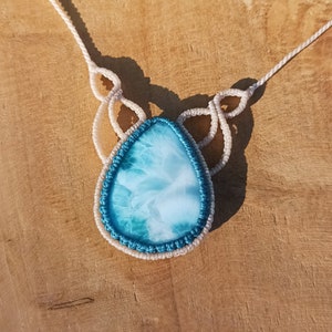 Colliers en micro macramé jaspe héliotrope et larimar image 5