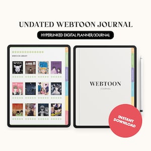 Webtoon Anime Manhwa Journal | Digital Webtoon Planner | Digital Webtoon Tracker | Korean Webtoon Tracker | Webcomic | Manhwa Planner