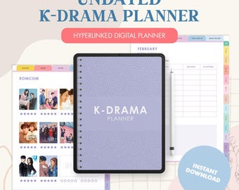 Undated K-Drama Planner | Digital K-Drama Planner | Goodnotes K-Drama Planner | Undated K-Drama Tracker | Digital Planner | K-Drama Journal