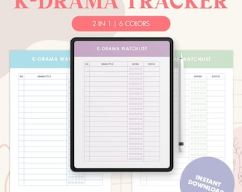 K-Drama Tracker | K-Drama Watchlist Tracker | K-Drama Re-Watchlist | K-Drama Digital Template | K-Drama Digital Tracker | K-Drama Printable