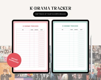 K Drama Tracker K-Drama Watchlist Tracker K-Drama Re-Watchlist | Korean Drama Digital Template | K-Drama Digital Planner | K-Drama Printable
