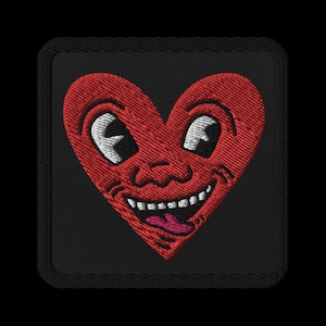 Embroidered patches- Keith Haring Heart, Keith Haring Patch, Patches, Heart Patch