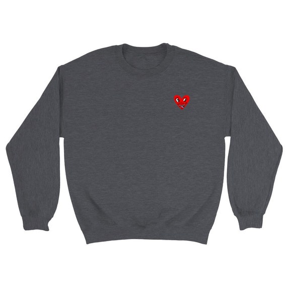 Keith Haring Smiling, Heart Adult Sweater, Pullover Keith Haring Smiling, Heart Adult Sweater, Pullover