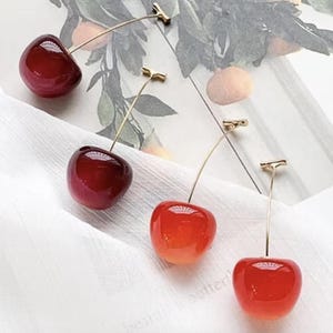 New Cute Red Cherry Earrings for Women Girl Sweet Resin Hot Sale Earring Fruit Fashion Jewelry Gift