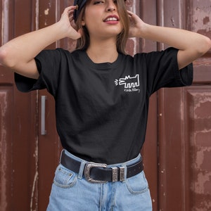 Keith Haring barking dog Embroidery, Keith Haring Unisex, T-Shirt, Keith Haring, barking dog tee, pop art, 1980s art, doodle art