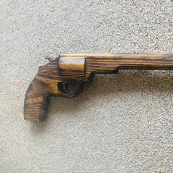 Gun cane, Patriotic Father’s Day gift handcrafted in USA, Wooden walking stick, magnum revolver.  Veteran, handicapped, disabled, seniors.
