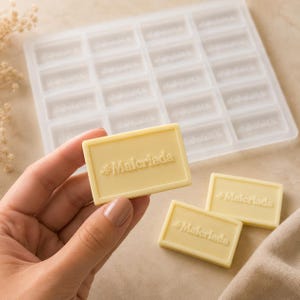 Rechthoekige botervorm op maat – Gepersonaliseerd logo, voedselveilig siliconen, 24 holtes van 4 x 3 cm