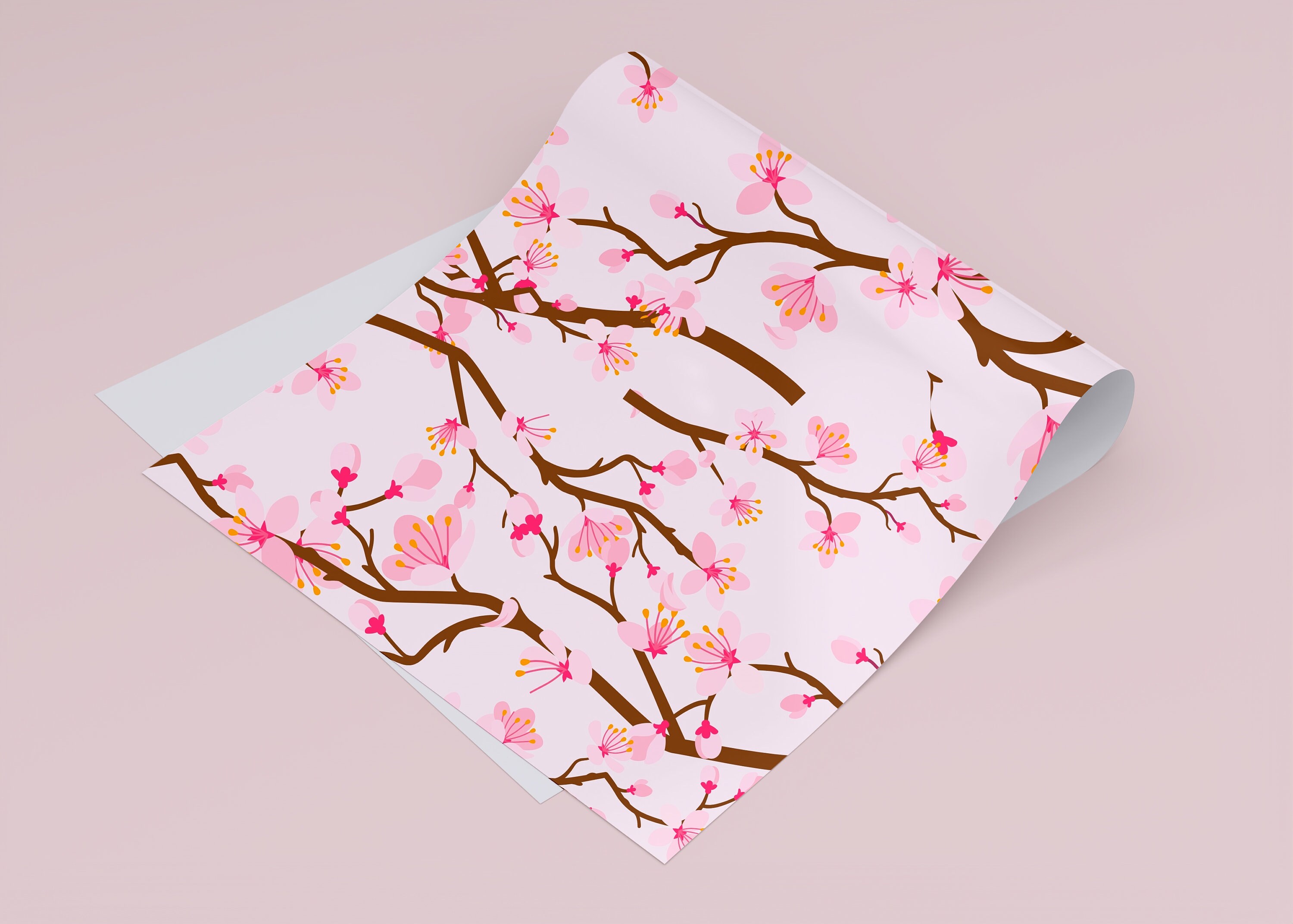 Cherry Blossoms Pattern Digital Papers Etsy