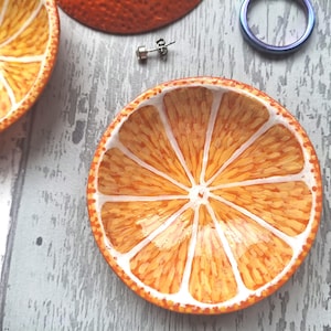 Trinket dish, Cute Fruit themed trinket dish, Orange half MINI trinket dish, Jewellery bowl, Ring dish, Gifts for her, Gifts under 20 pounds