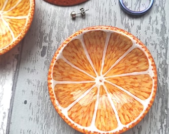 Trinket dish, Cute Fruit themed trinket dish, Orange half MINI trinket dish, Jewellery bowl, Ring dish, Gifts for her, Gifts under 20 pounds