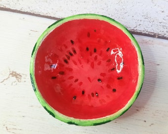 Trinket dish watermelon, Cute MINI trinket dish, Fruit themed trinket dish, Half watermelon bowl, Cute fruit jewellery dish, Gifts under 20