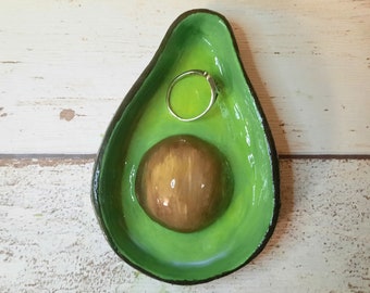 Cute avacado trinket dish, Food themed trinket dish, Avacado half bowl, Jewellery bowl, Ring dish, Gifts under 20 pounds