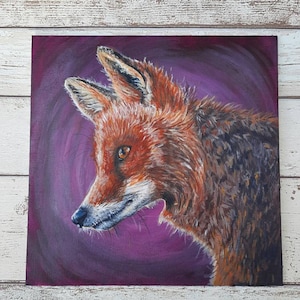 Fox at Dusk Painting: Original Acrylic Wildlife Art