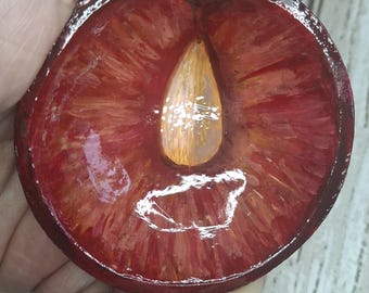 Handpainted Black Cherry Trinket Dish, Handmade Ring Holder