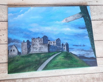 Ruthven Barracks, Original Scottish landscape painting,Highlands painting, Military art, Jacobite ruin, Military gift, Scottish Castle