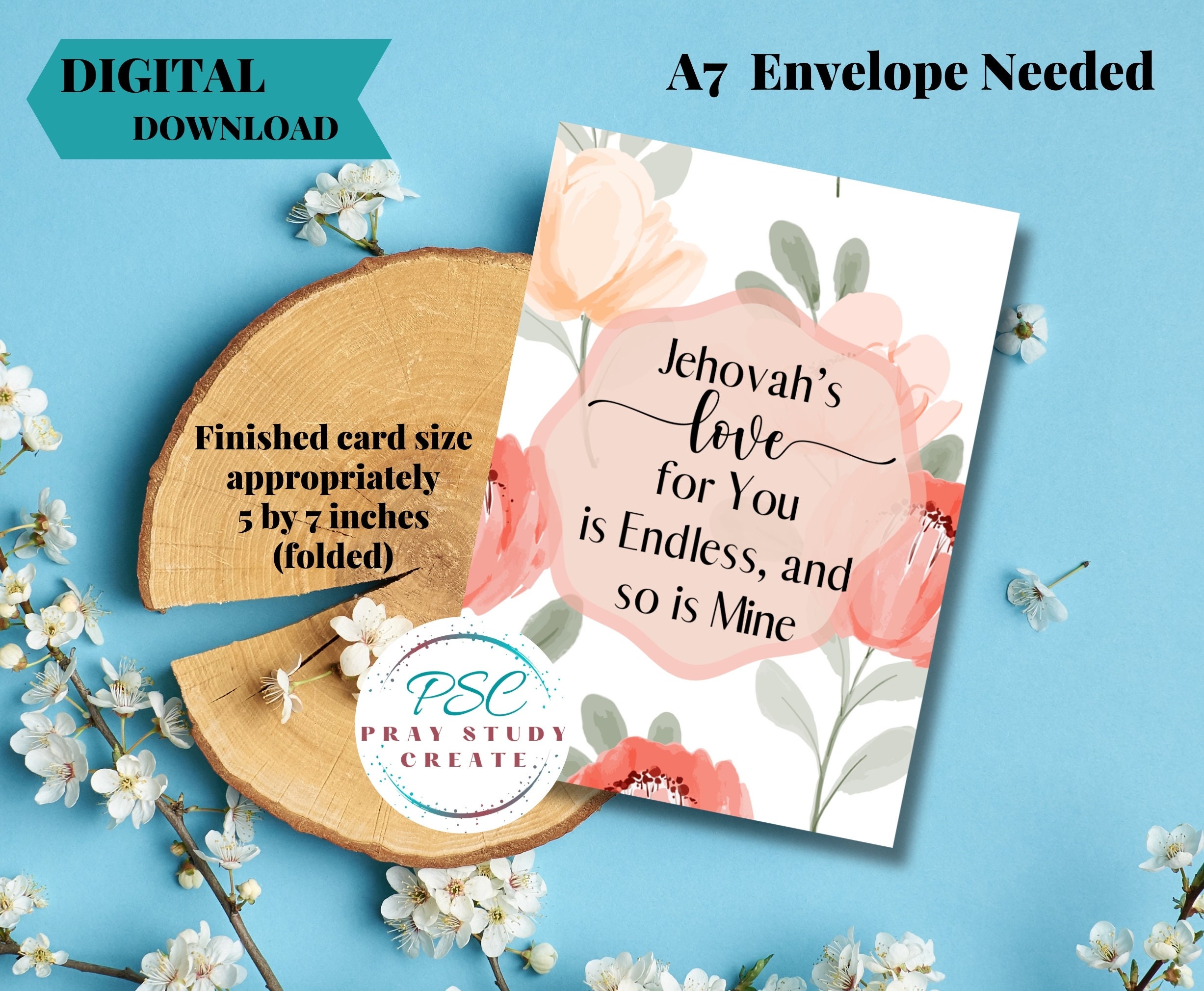 Printable Jehovah's Witness JW Greeting Card Instant Download 5x7 Blank Inside A7 JW ...