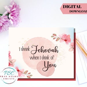 Druckbare JW Grußkarte | Digitale Karte mit dem Titel " JW Geschenk| Pink Floral Ermutigend, tröstend, wertschätzend