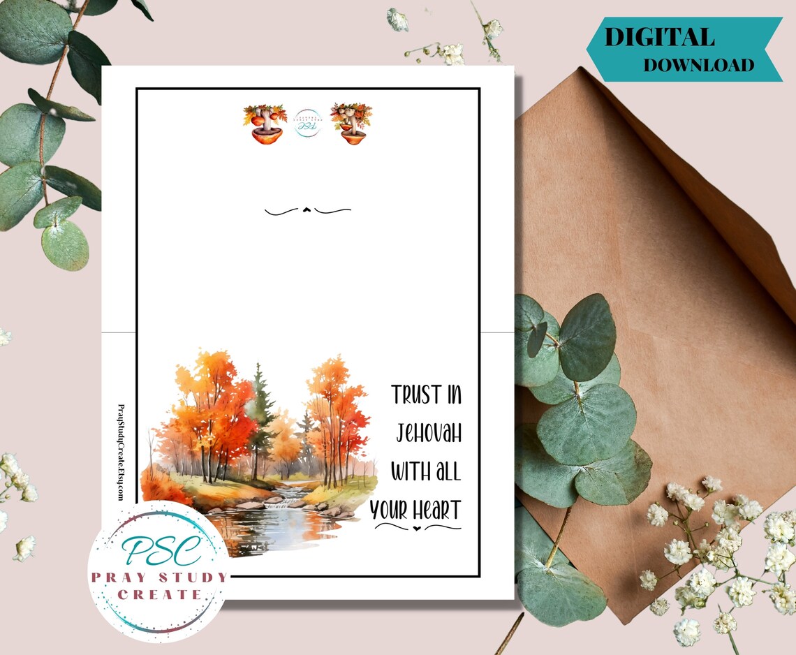 Printable Jehovah's Witness JW Greeting Card Instant Download 5x7 Blank ...
