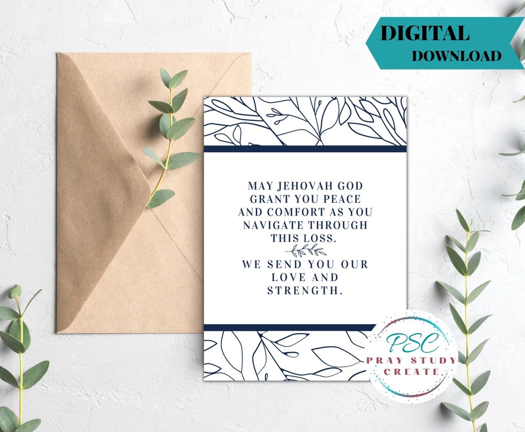 JW Sympathy Card, Printable Jehovah's Witness Greeting Card, JW
