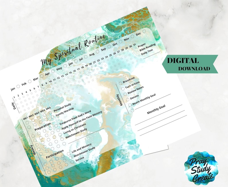 Printable Jehovah's Witness Spiritual Routine Tracker JW Instant ...