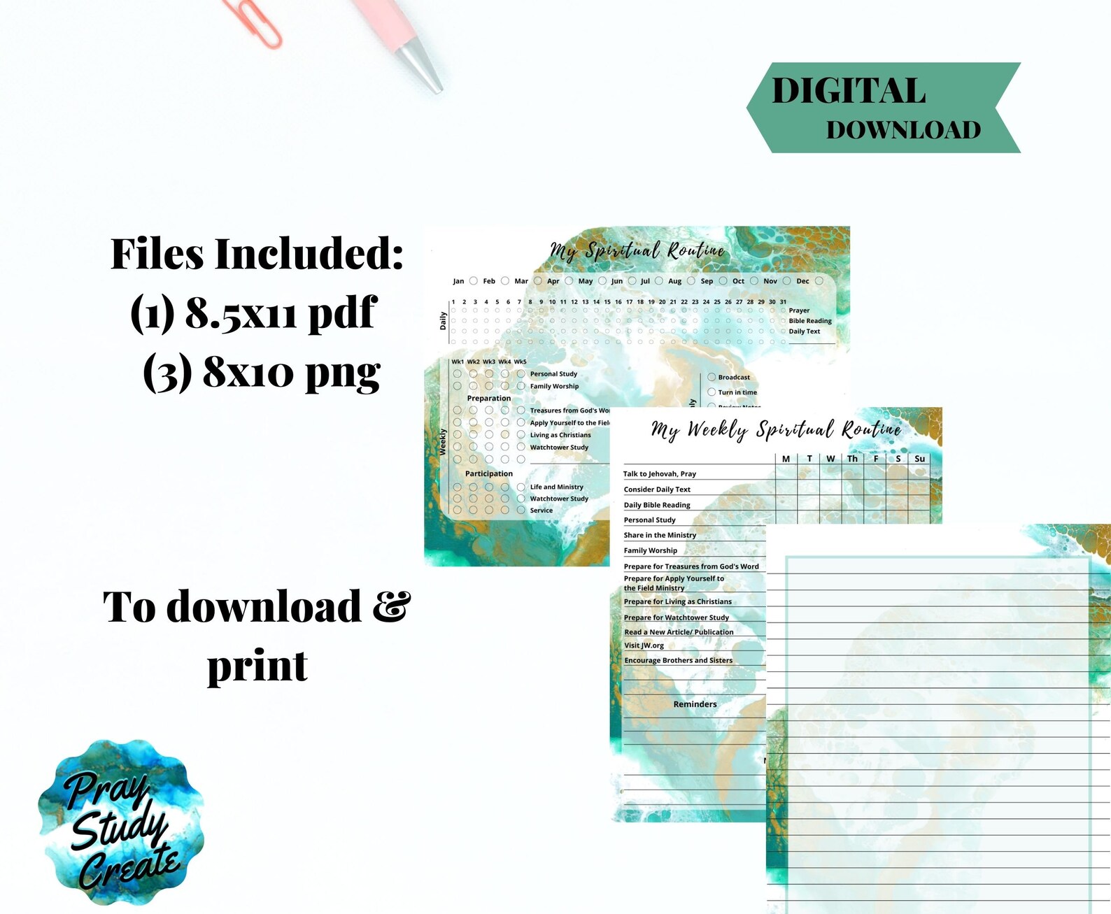 Printable Jehovah's Witness Spiritual Routine Tracker JW Instant ...