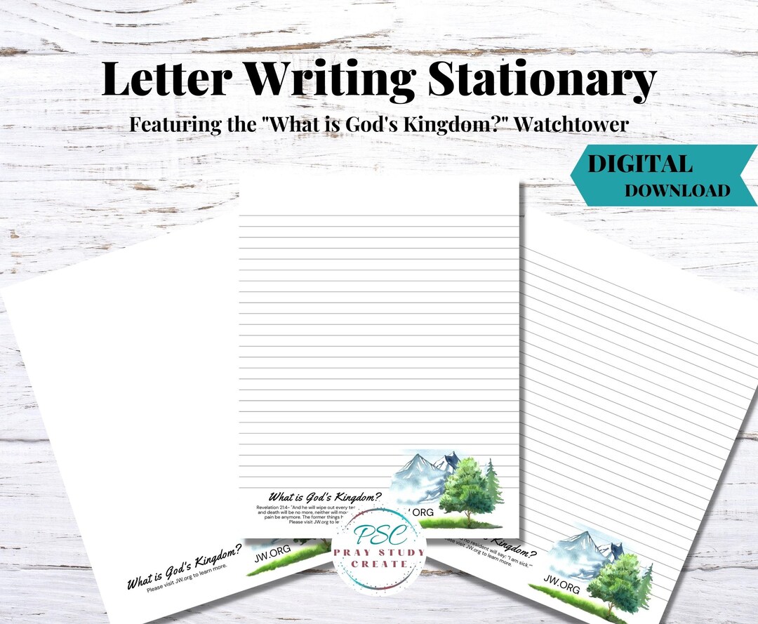 Printable Jehovah's Witness Letter Writing Paper-15 Pgs. JW Stationery for Pioneers, JW Ministry ...