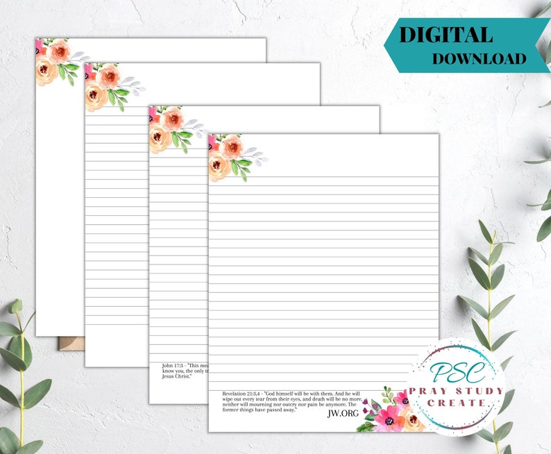 Printable Jehovah's Witness Letter Writing Paper Lined, Jw Printable ...
