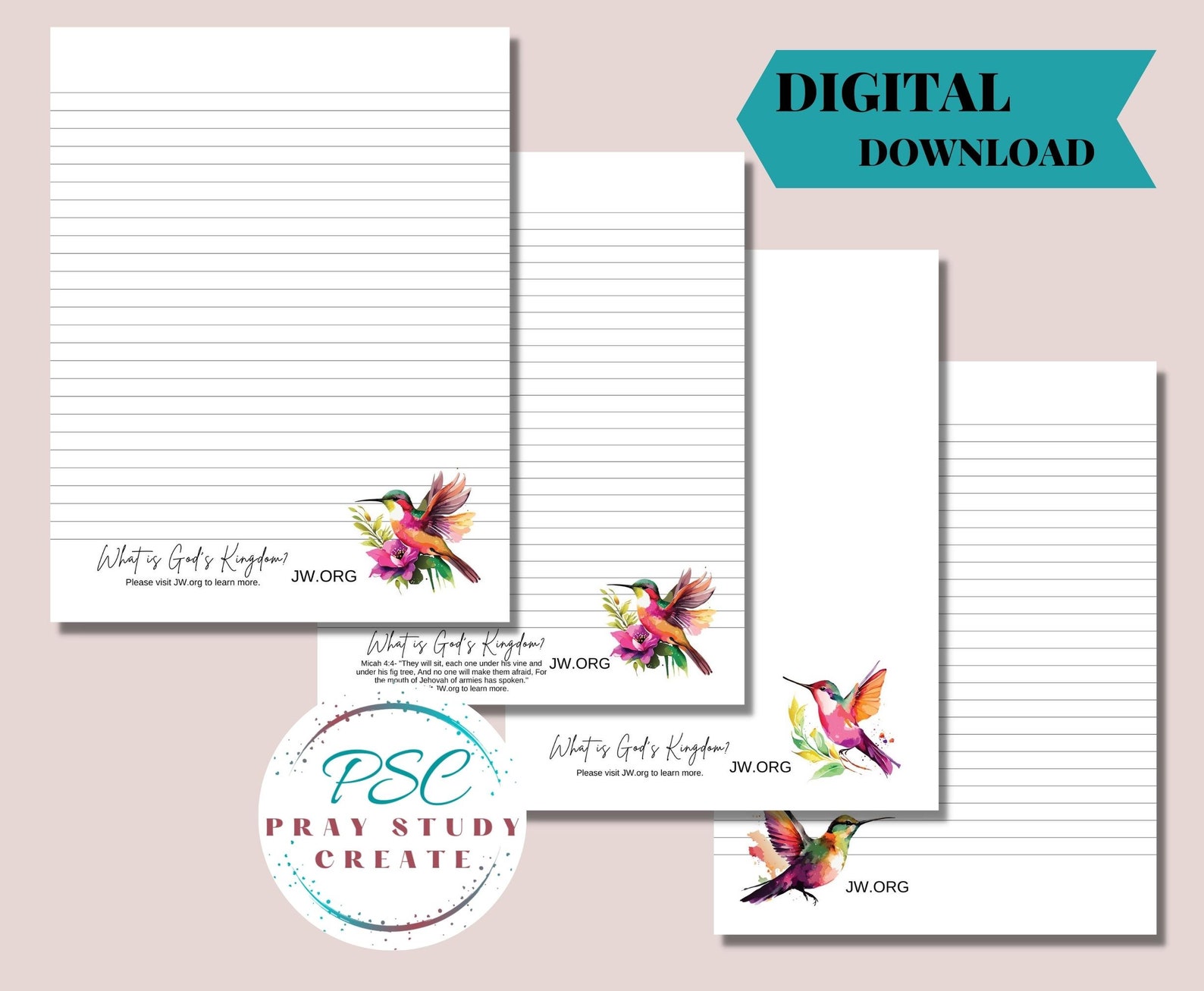 Printable Jehovah's Witness Letter Writing Paper-15 Pgs. JW Stationery for Pioneers, JW Ministry ...