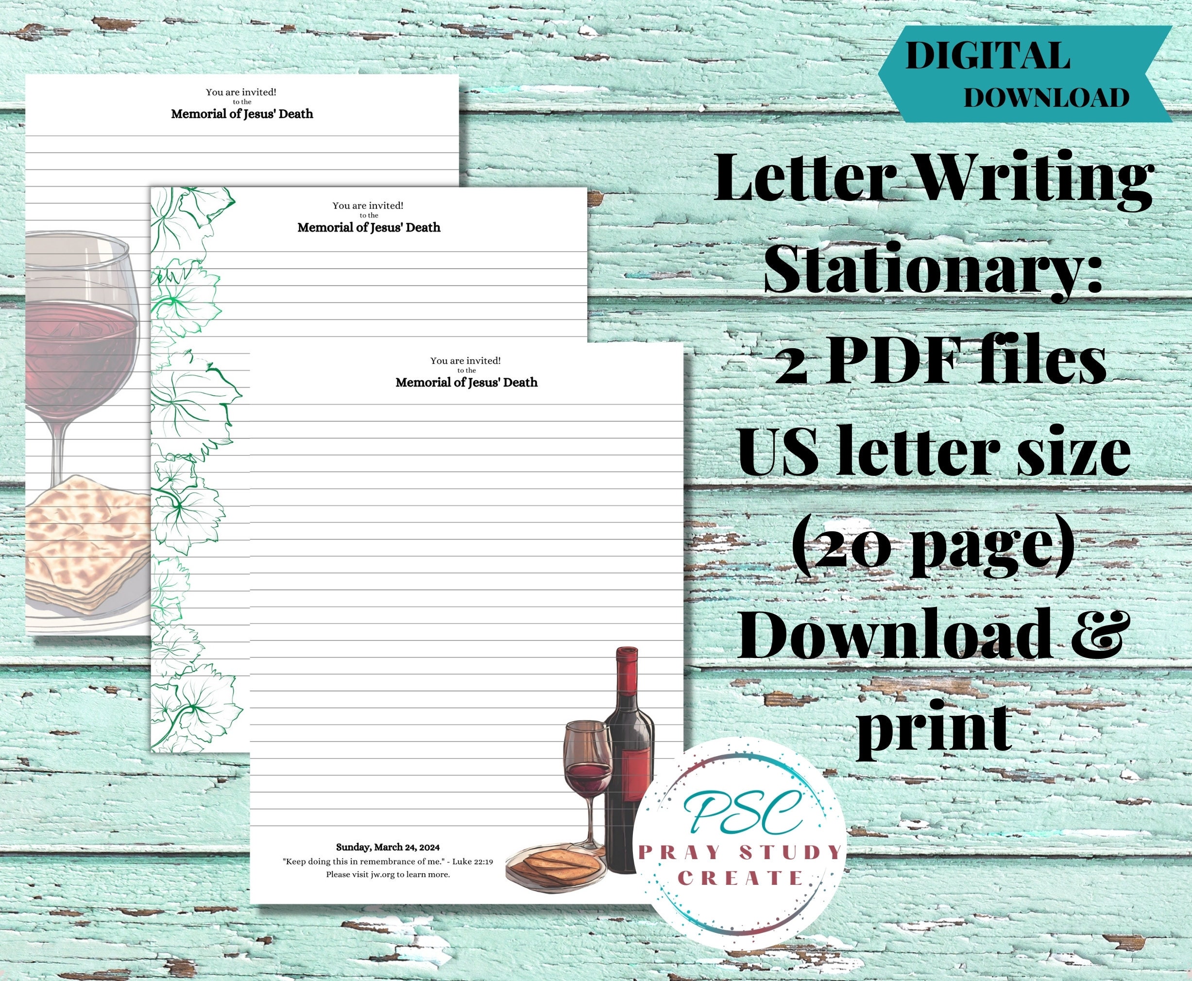 Printable Jehovah's Witness Letter Writing Paper-20 Pgs. JW Stationery, JW Ministry Supplies for ...