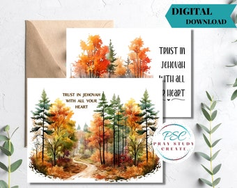 Tarjeta de felicitación de testigo de Jehová imprimible/ Descarga instantánea/ Tamaño 5x7 en blanco en el interior A7/ Tarjeta de aliento de testigo de Jehová/ Envíe pensamientos amorosos por JW Card