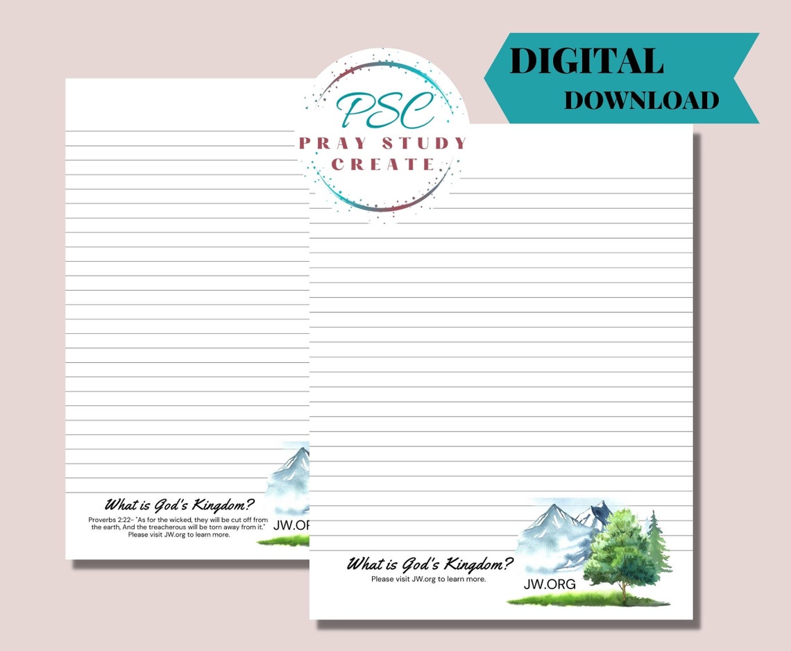 Printable Jehovah's Witness Letter Writing Paper-15 Pgs. JW Stationery for Pioneers, JW Ministry ...