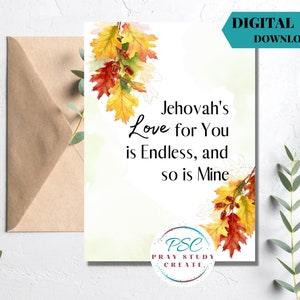 Tarjeta de felicitación JW de los testigos de Jehová imprimible / Descarga instantánea / 5x7 en blanco dentro de A7 / Tarjeta de aliento JW / Enviar pensamientos amorosos por tarjeta JW