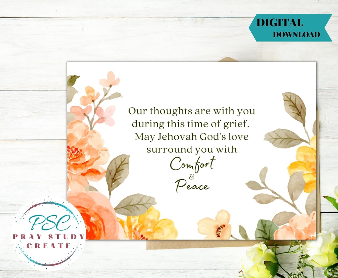 JW Sympathy Card Printable Jehovah's Witness Greeting Etsy