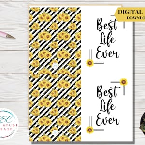 Printable JW Gift/Greeting Card| JW Card Digital Download|4.25X5.5 | Sunflowers and Stripes Best Life Ever JW Gift for New Sister or Pioneer