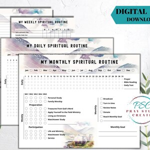Afdrukbare Jehovah's Getuigen spirituele routinetracker JW Instant Download| Maandelijkse en wekelijkse tracker- en schrijfpagina| JW Ministerie 8.5*11 PDF
